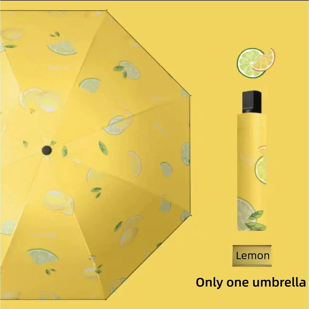1pcs Fruit Umbrella Sturdy and Durable Manual Version Reinforced for Both Rain and Rain Small and Fresh Foldable and Portable Oasis Select 8 bone lemon full-fiber 8K