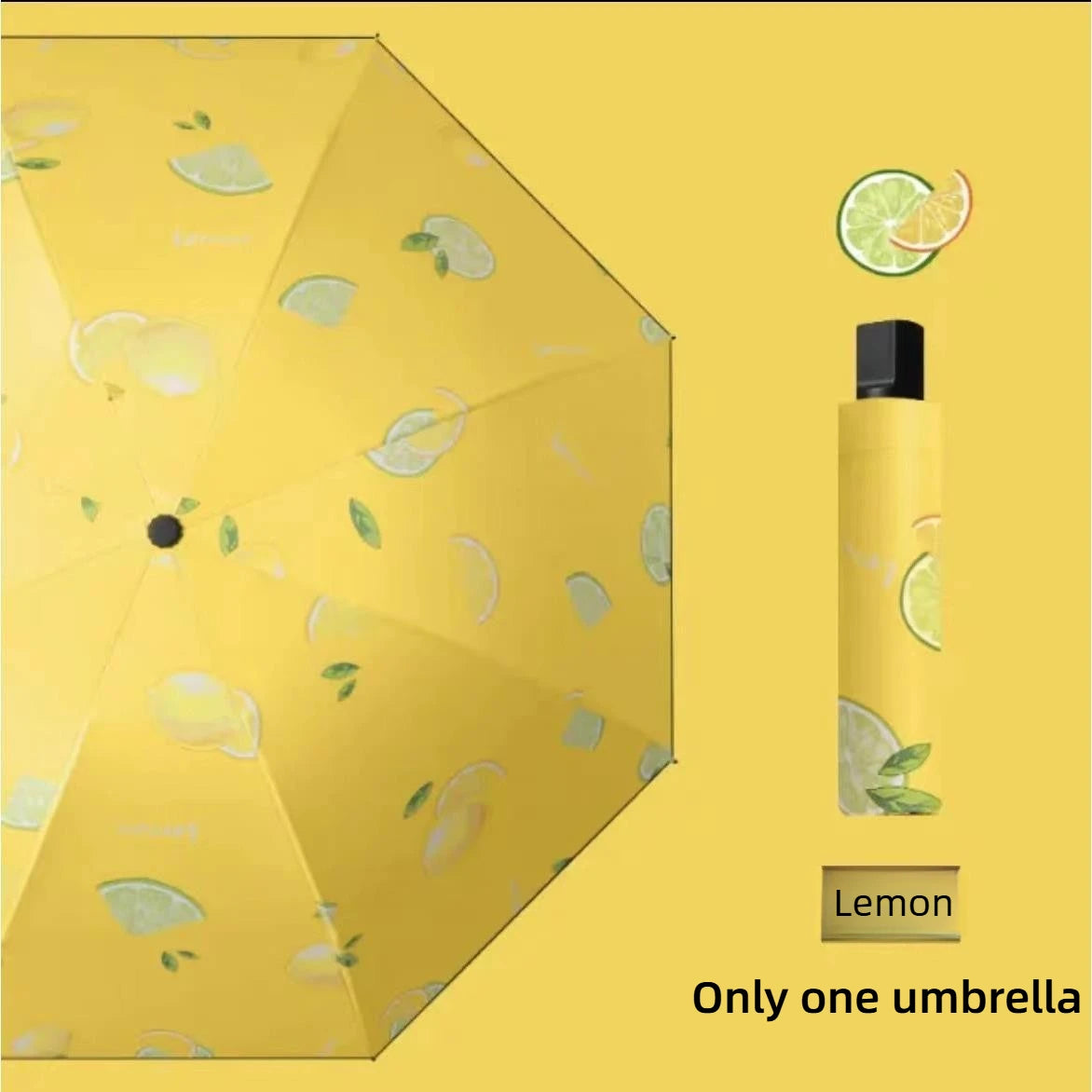 1pcs Fruit Umbrella Sturdy and Durable Manual Version Reinforced for Both Rain and Rain Small and Fresh Foldable and Portable Oasis Select 8 bone lemon full-fiber 8K