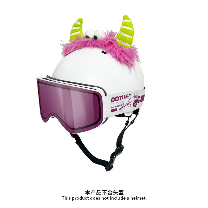 Fun helmet decorations, small monsters, outdoor personalized helmets, decorative ears, three-dimensional plush cute ski helmets Oasis Select pink