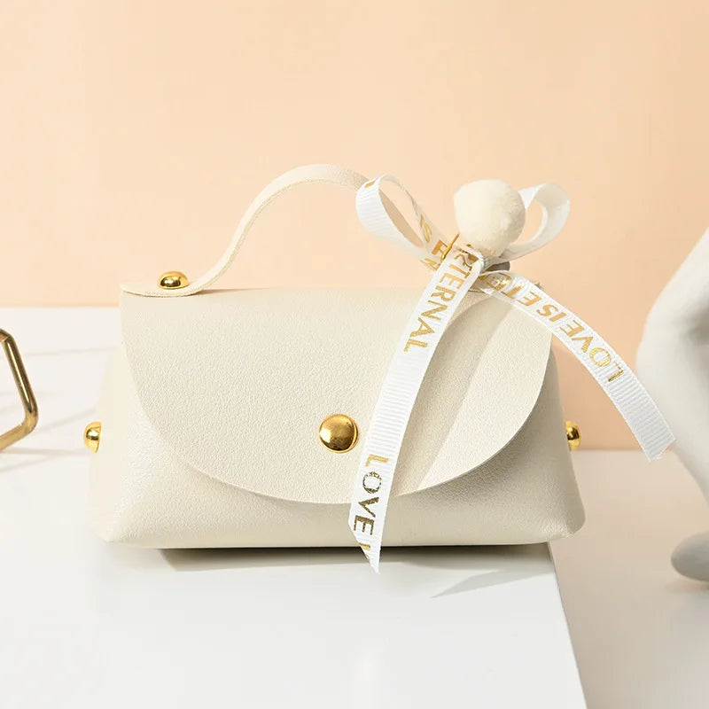 Leather Mini Gift Bag with Bow – Wedding & Party Favour Bag