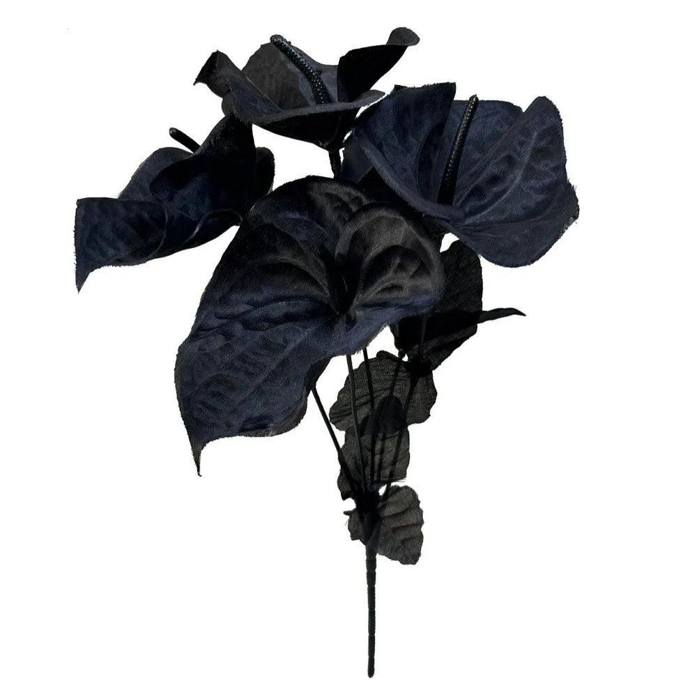 NEW Halloween Artificial Anthurium Multicolor DIY Calla Lily Artificial Flower Accessories Silk Faux Red Palm Flower Arrangement Oasis Select Calla-Black