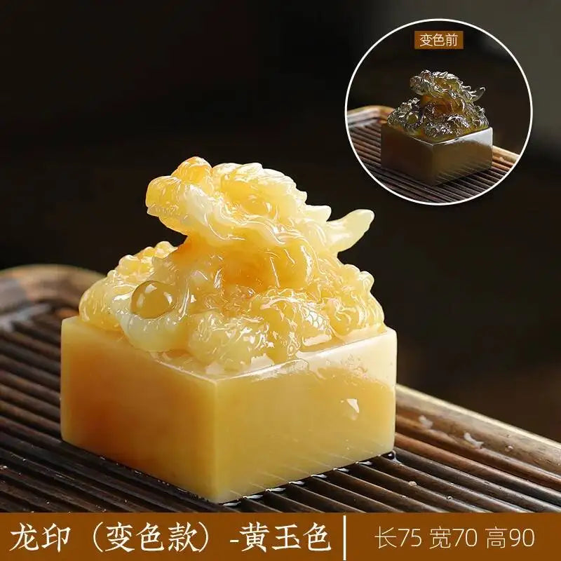 Color-changing Tea Pet Ornament Chinese Style Dragon Seal Tea Table Tea Tray Ornament Tea Pet Tea Play Kung Fu Tea Art Oasis Select Jade Color 1