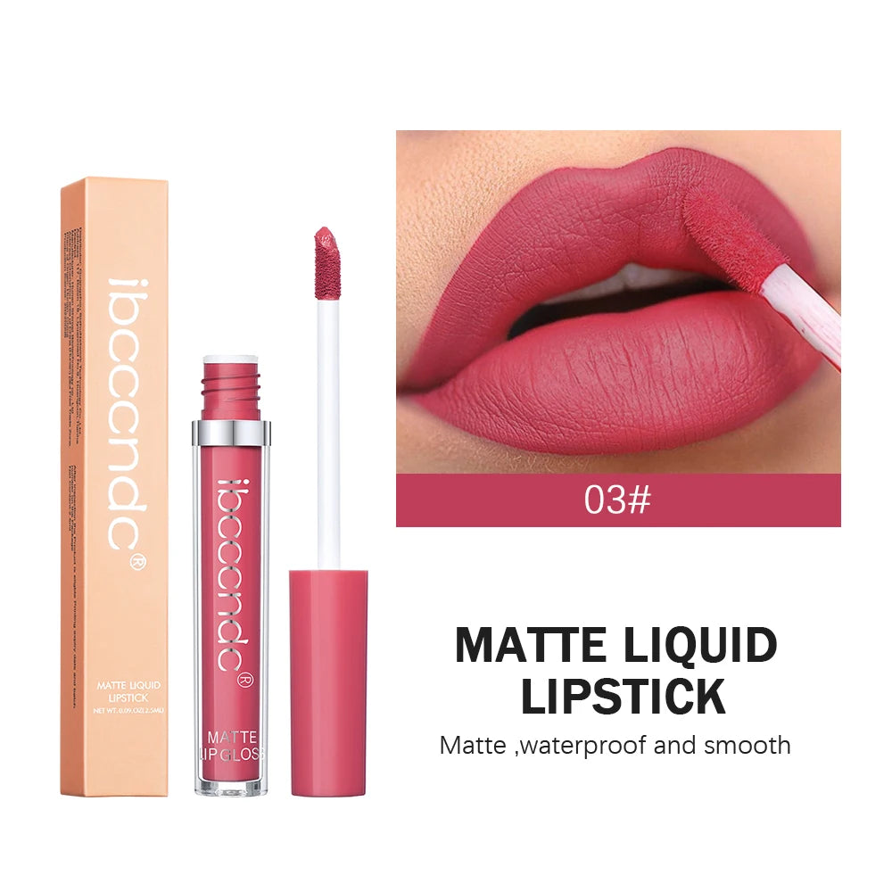 12 Color Matte Velvet Lip Gloss Waterproof Long-lasting Liquid Lipstick Cosmetic Beauty Keep 12 Hours Moist Lip Gloss Makeup Oasis Select 3