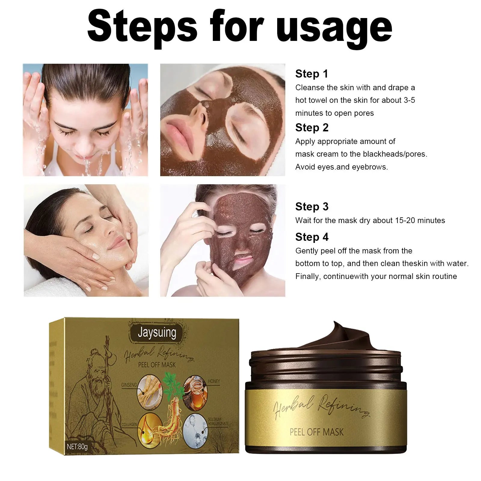 Jaysuing Ginseng Peel-Off Mask – Blackhead Removal 80g Peel-Off Face Mask Oasis Select