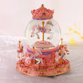 European-style Painted Crystal Ball Music Box Resin Carousel Christmas Gift Carousel Gift for Girlfriend Birthday Music Boxes Oasis Select Pink