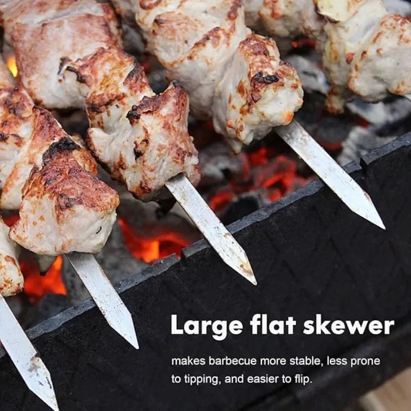 6-24PCS 55cm BBQ Fork BBQ Skewers Long Handle Kebab Barbecue Grill Sticks Reusable Stainless Steel Outdoor Camping Grill Needle Oasis Select