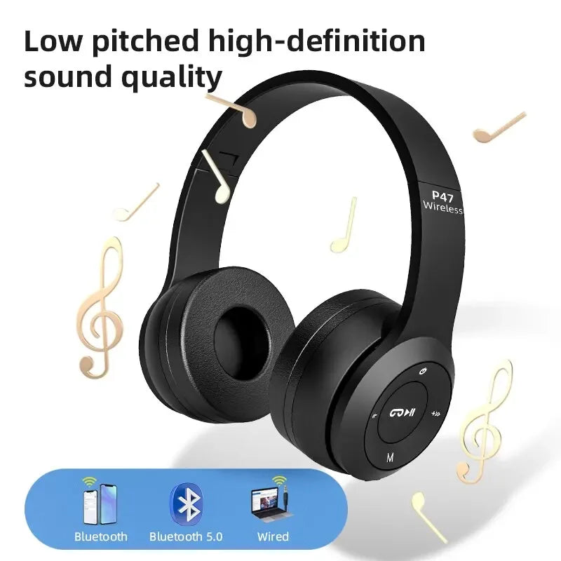 Stereo P47 Headset 5.0 Bluetooth Headset Folding Series Wireless Sports Game Headset for iPhone XiaoMi Oasis Select