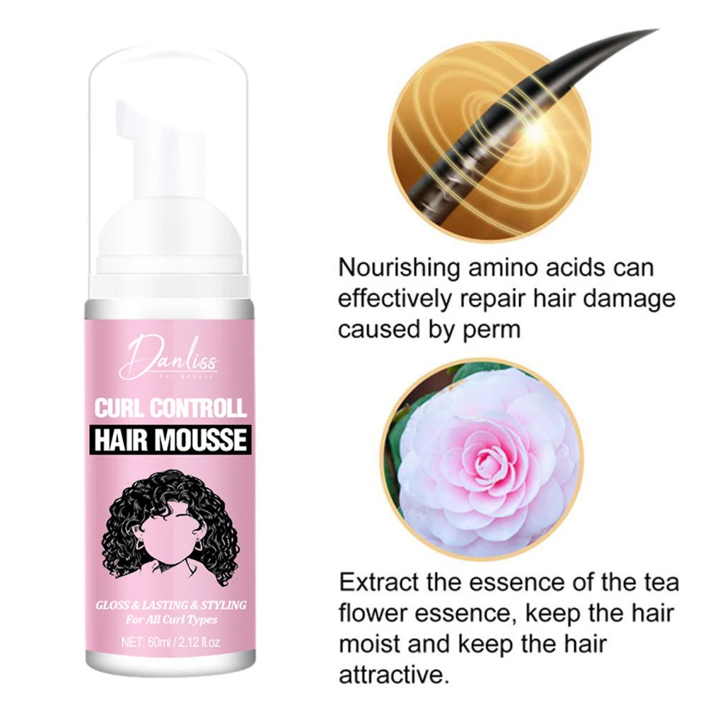 1/2PCS Curl Defining Mousse, Anti-Frizz Bouncy Cream Hair Curling Cream Mousse Hydrate Defined Curl Enhancer hair Styling Creamy Oasis Select