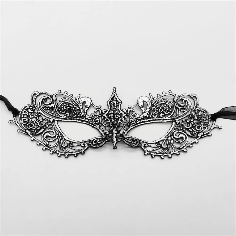 Women Sexy Hollow Lace Masquerad Face Mask with Ribbon Princess Party Mardi Gras Cosplay Prom Props Costume Nightclub Eye Mask Oasis Select
