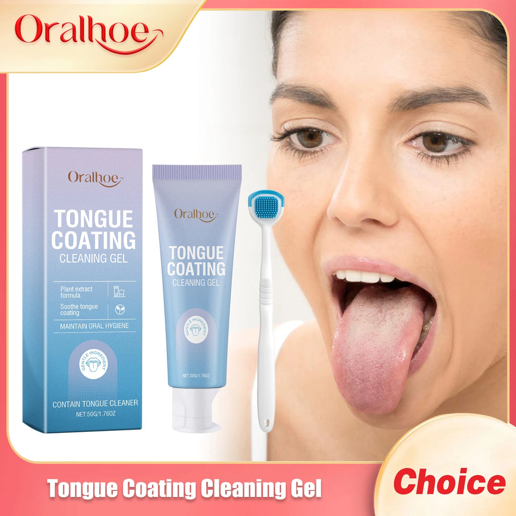 Oralhoe Tongue Coat Clean Care Gel with Brush Freshing Breathing Lasting Eliminate Bad Odors Oral Hygiene Tongue Cleansing Gels Oasis Select
