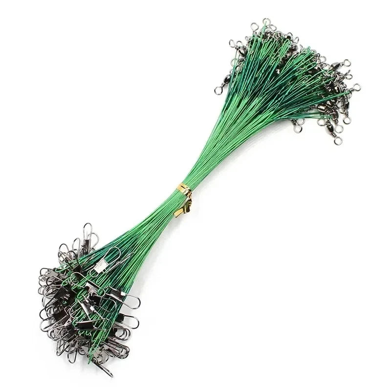20/100PCS Anti Bite Steel Fishing Line Steel Wire Leader With Swivel Fishing Accessory Lead Core Leash Fishing Wire 15CM/25CM Oasis Select