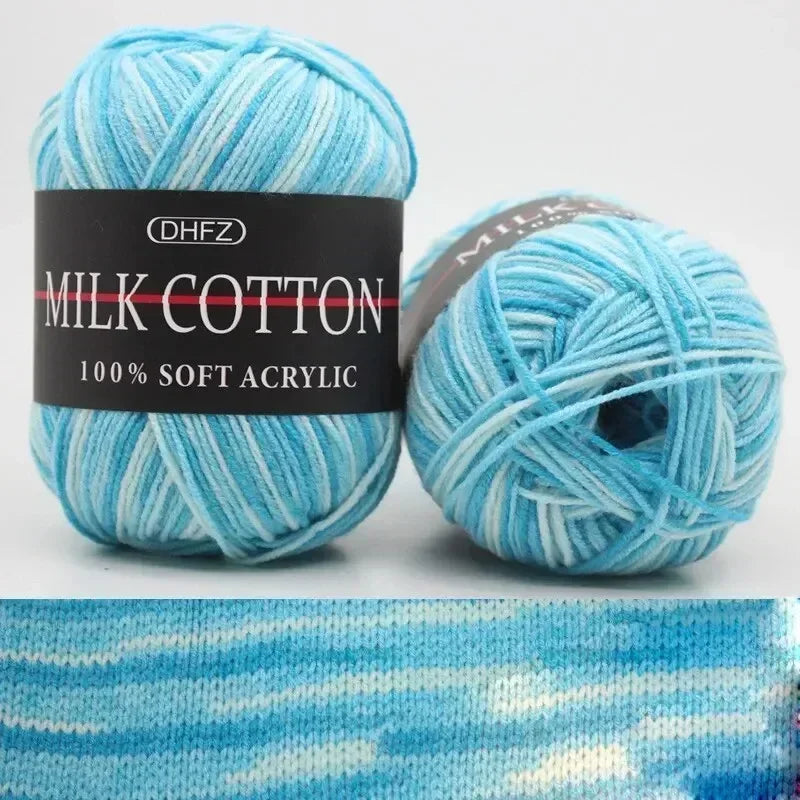 3 Strand Gradient Dyed Milk Cotton Yarn Soft Knitting Material Balls For Handmade Sweater Crochet And DIY Woven Craft Projects Oasis Select Blue