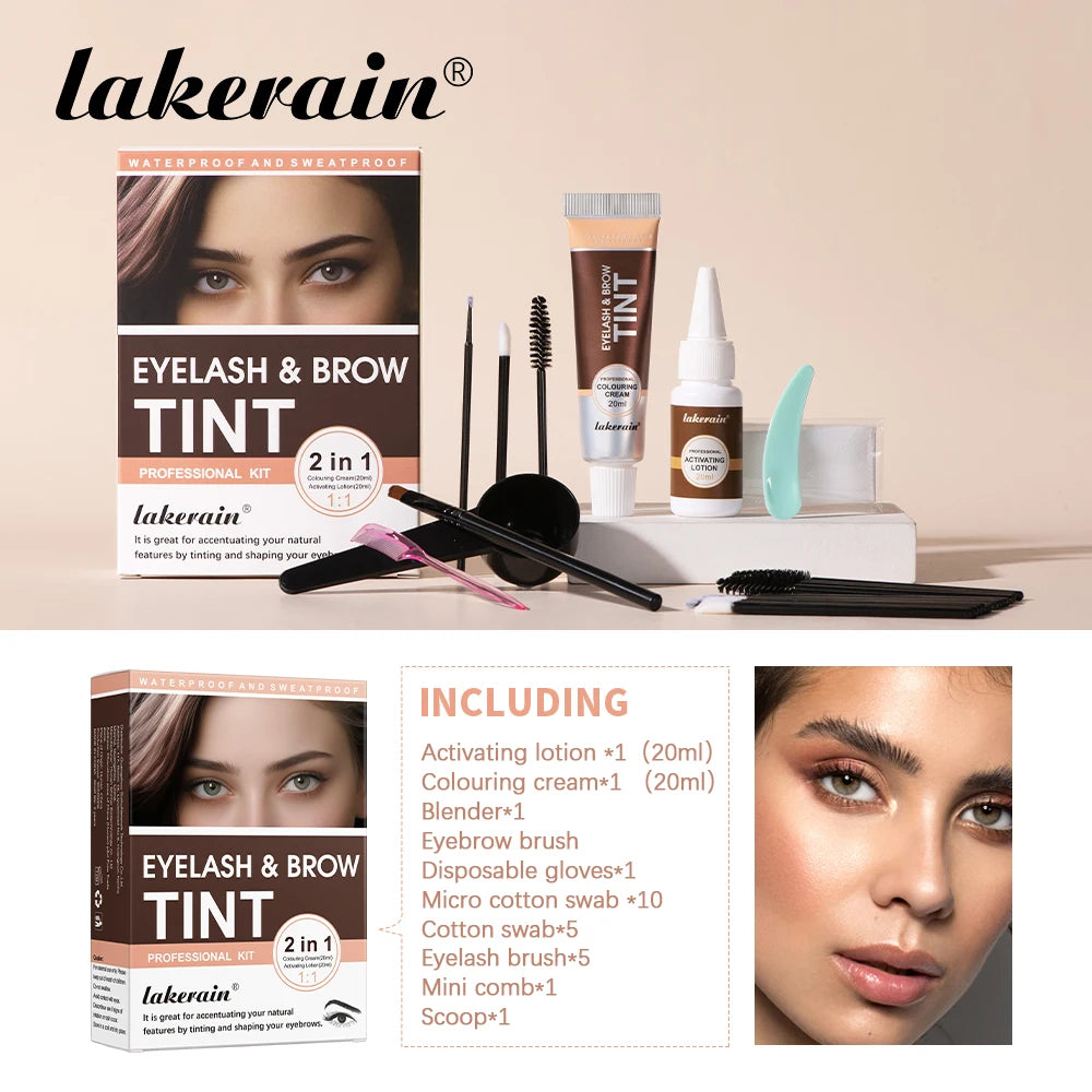 Lakerain Eyebrow Tint Dye Professional Eyebrow Dye Waterproof Long-lasting Eyebrow Brow Kit Semi Permanent Home Use Pro Kit Oasis Select