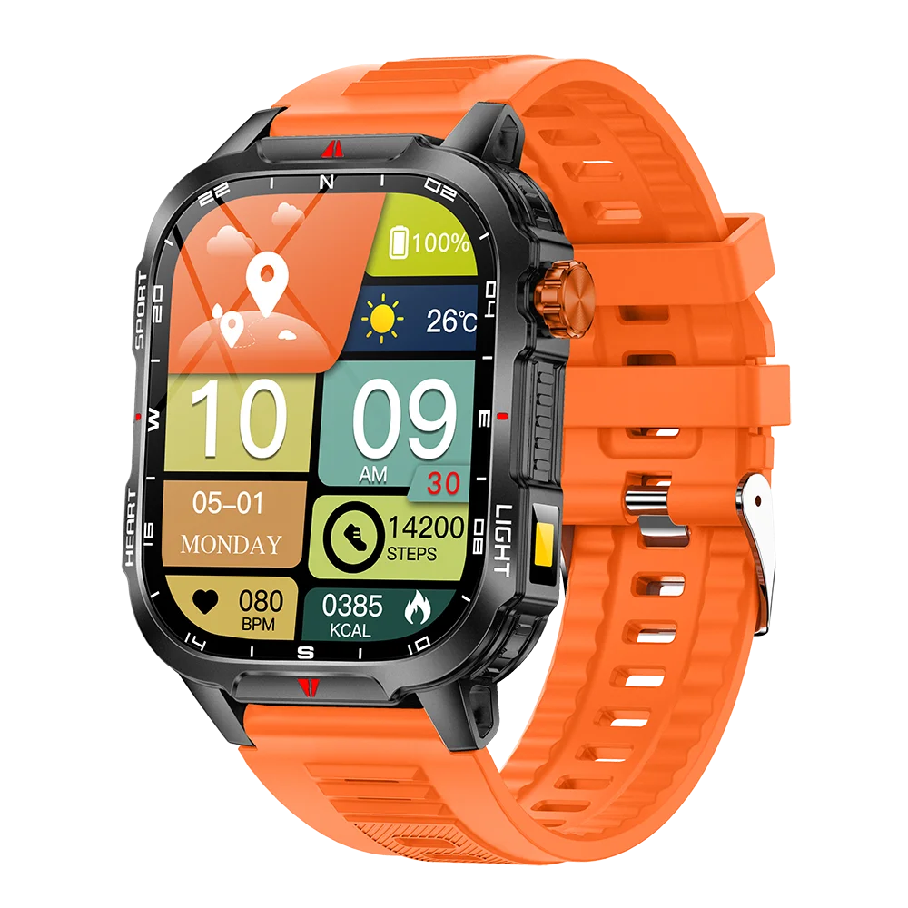 1100mAh Battery Outdoors LED Flashlight Smart Watch Men Compass BT Call Smartwatch Women Message Push Waterproof Health Monitor Oasis Select BKORS