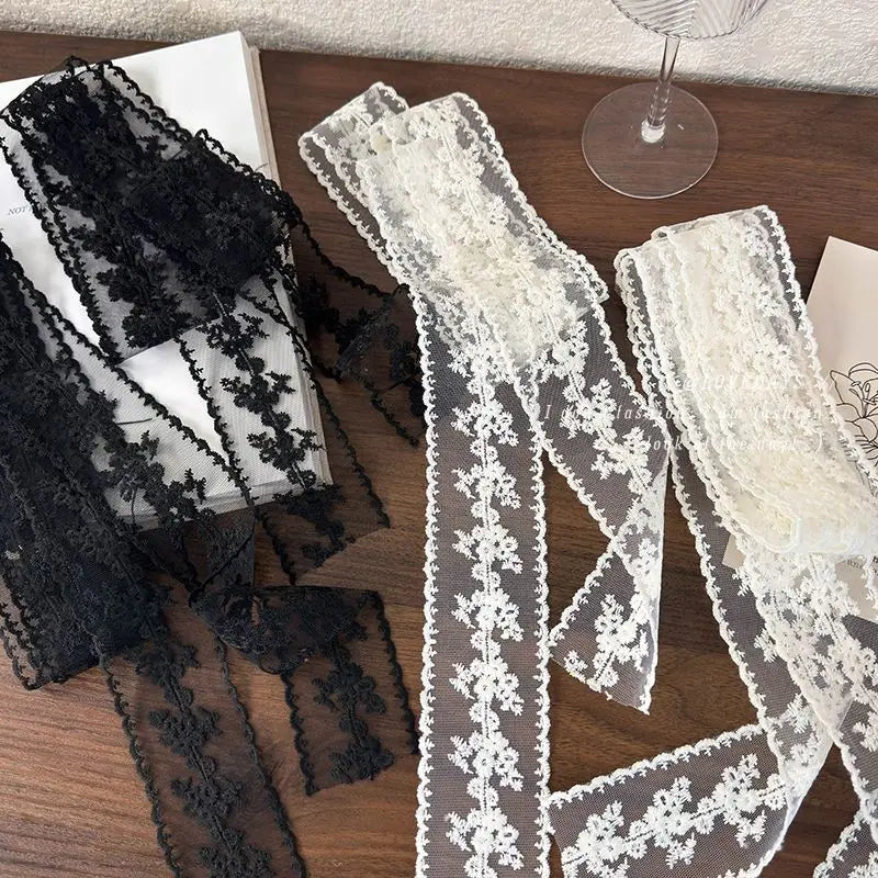 Korean Version of Ins Retro Lace Long Silk Scarf Female Personality with Decorative Streamers Multi-functional Belt Ribbon Oasis Select