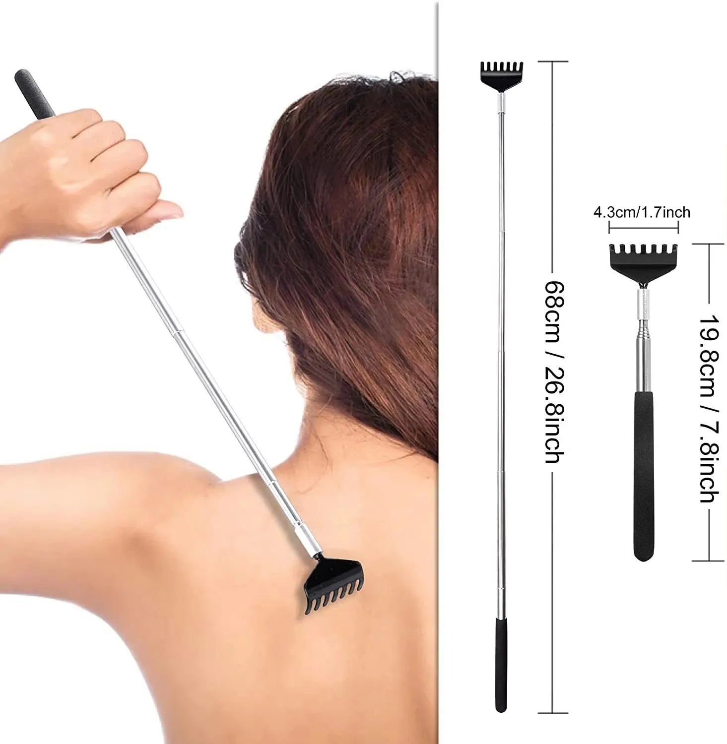 Telescopic Stainless Steel Back Scratcher – Extendable Handle