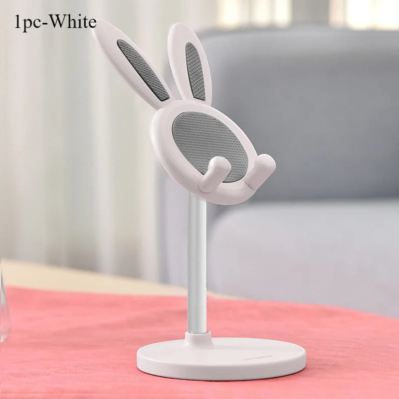 The cute Rabbit mobile phone stand desktop can lift and adjust the desktop phone accessories phone stand phone grip Oasis Select 1pc-White