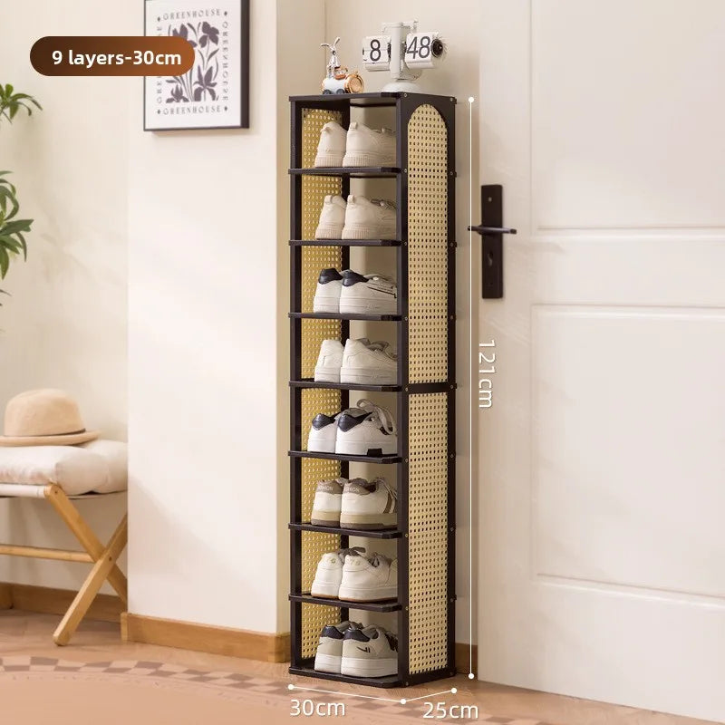 Multi-layer household door Small narrow shoe cabinet Simple and does not take up space Strong and durable Home storage shelf Oasis Select Black nine layers