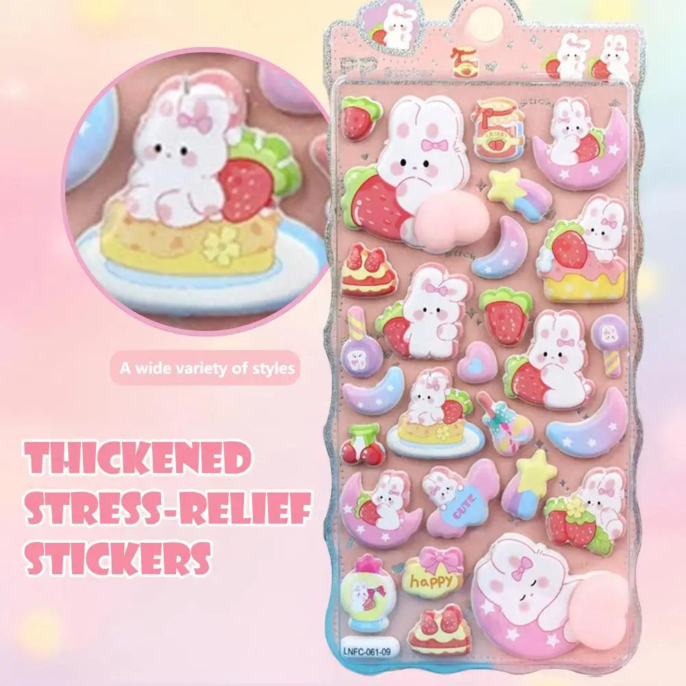 3D Cute Animal Butt Stickers, Stress Relief Puffy Squishy Sticker for DIY Scrapbook Guitar Phone Case Laptop Decal Oasis Select