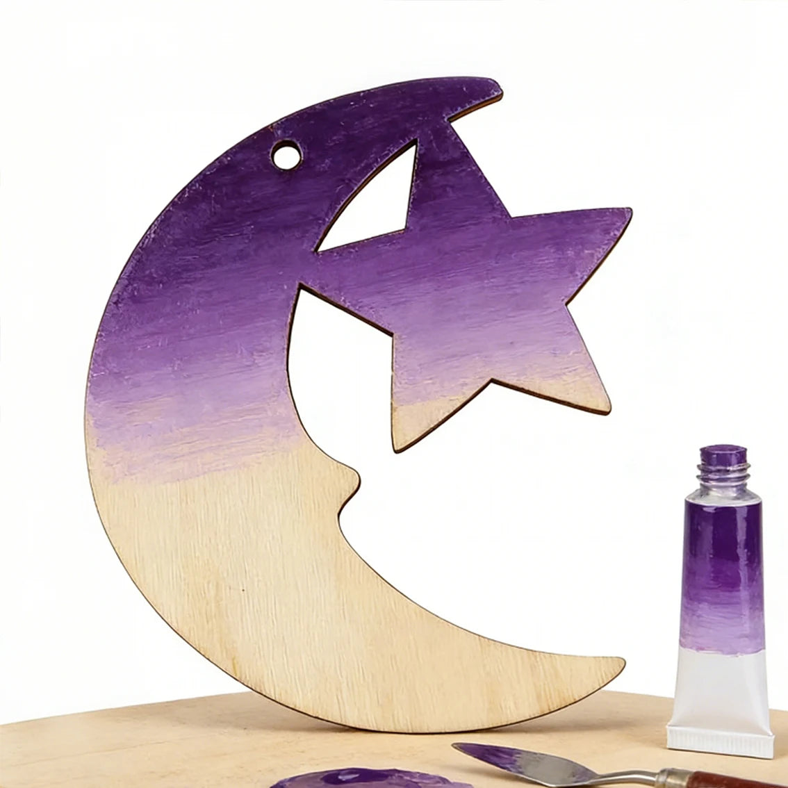 24/48 PCS Wooden Moon & Star Ornaments – DIY Hanging Decor with Hemp Rope for Wedding, Christmas, Birthday & Anniversary Oasis Select