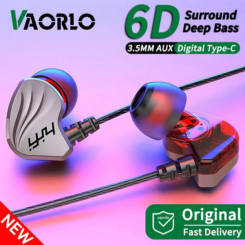 9D HIFI Heavy Bass Earphone 3.5MM AUX/Type-C Digital Chip 7.1 Surround Stereo Wired Headset With Mic Earbud For Samsung Android Oasis Select
