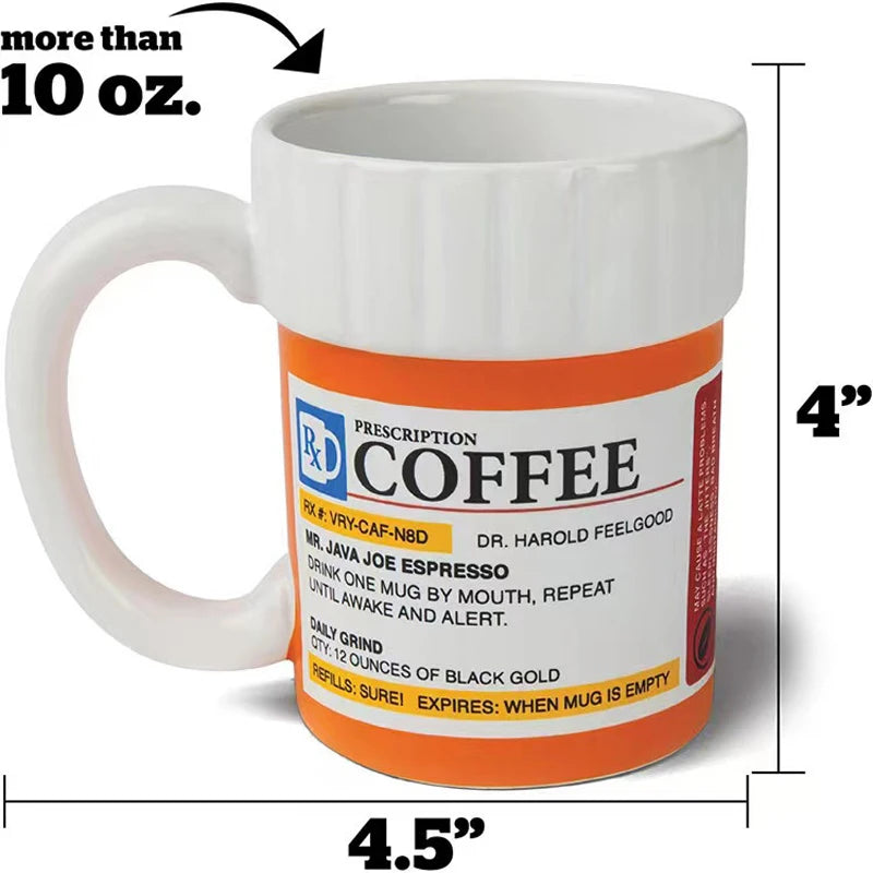 Creative Ceramic Coffee cup Medicine Bottle Mug Breakfast Milk Pot Office Tea Set espresso cups Gift for Friends Families Oasis Select