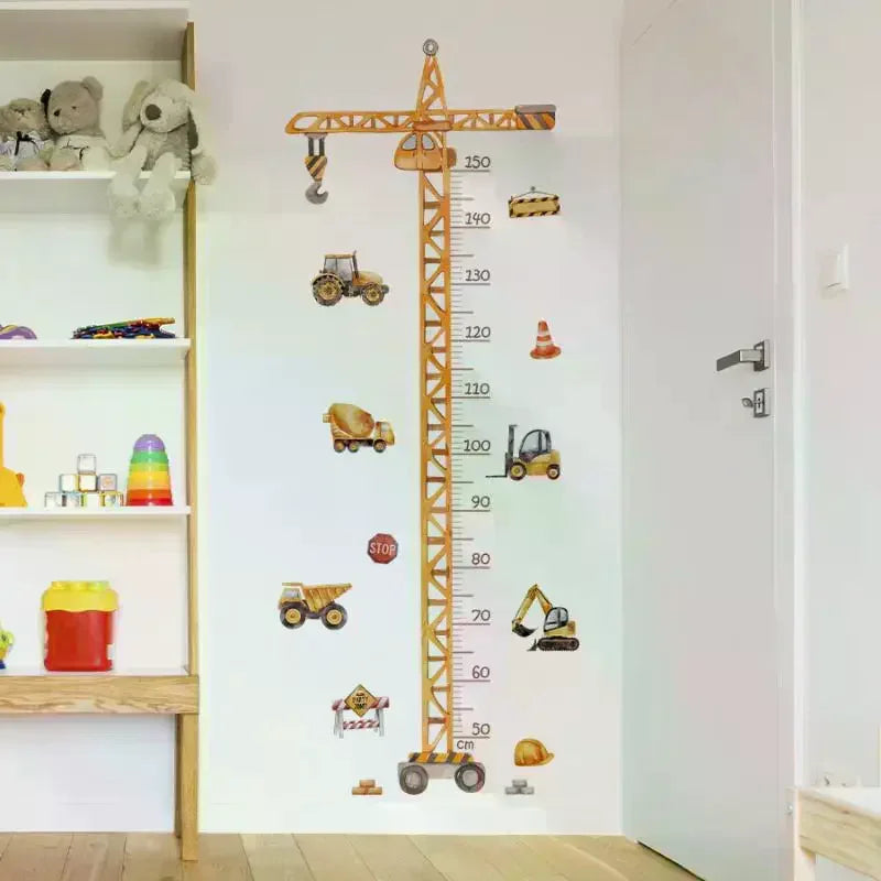 Cartoon Crane Kids Height Chart Wall Sticker | Growth Decal