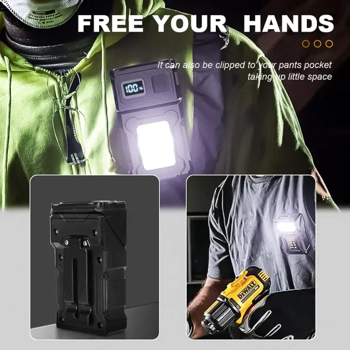 Portable COB LED Rechargeable Flashlight Lantern with Hat Clip