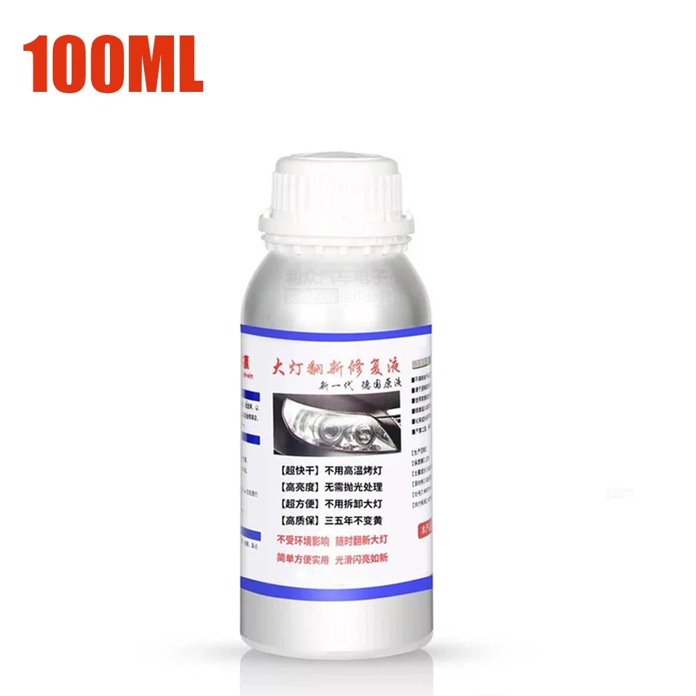 Car headlight repair tool Polishing Renovation Kit Repair Fluid Liquid Polymer Restoration Headlamp With Car battery clip Set Oasis Select 100ml Repair Fluid