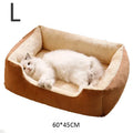 Color Square Winter Soft Warm House for Dog Bed for Dog Mat Waterproof Cat Bed Pet Bed for Large Medium Small Dog House Oasis Select Light Brown-L