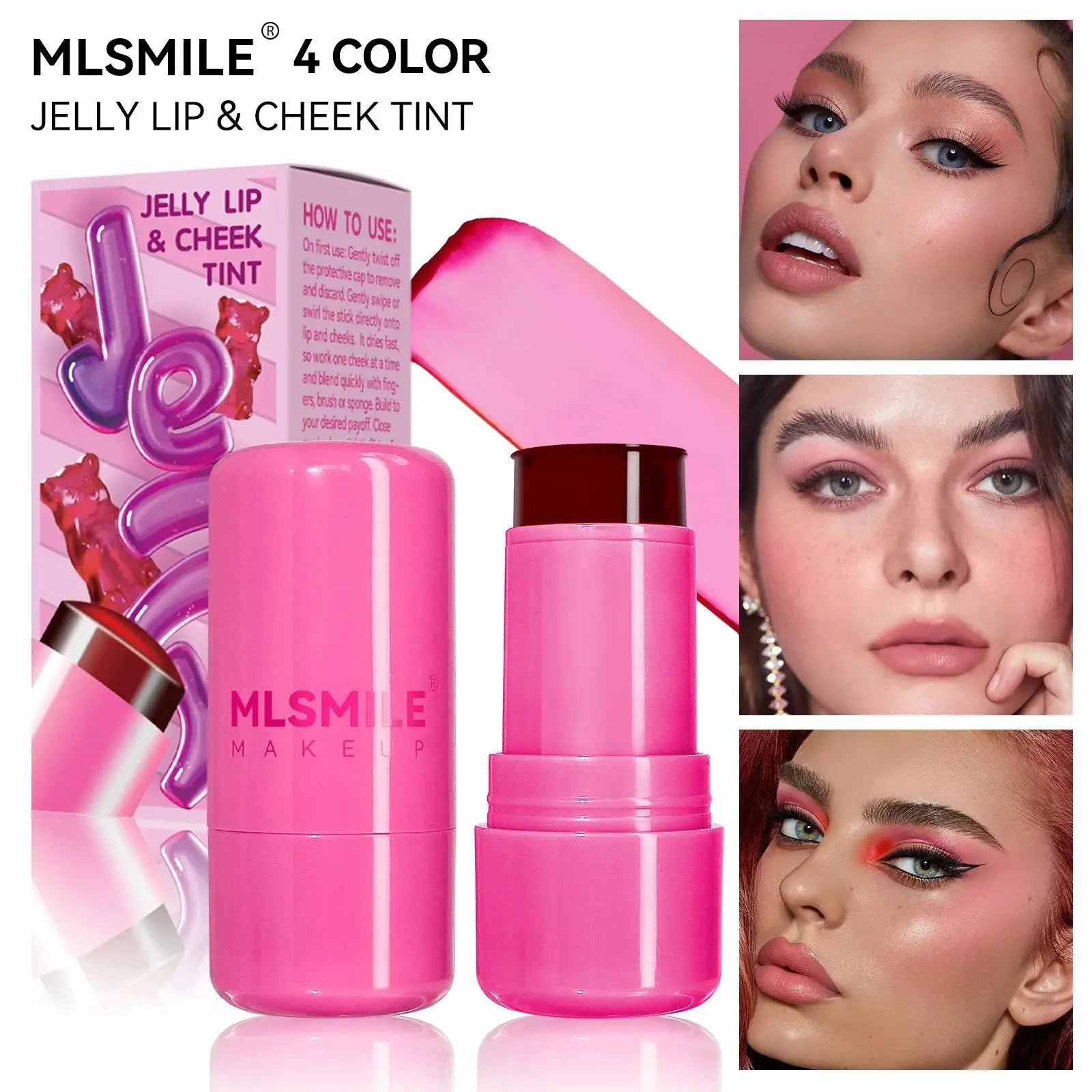 MLSMILE 2 In 1 Jelly Blush Stick Lip Cheek Tint Brightening Cream Makeup Long Lasting Natural Glow Oasis Select