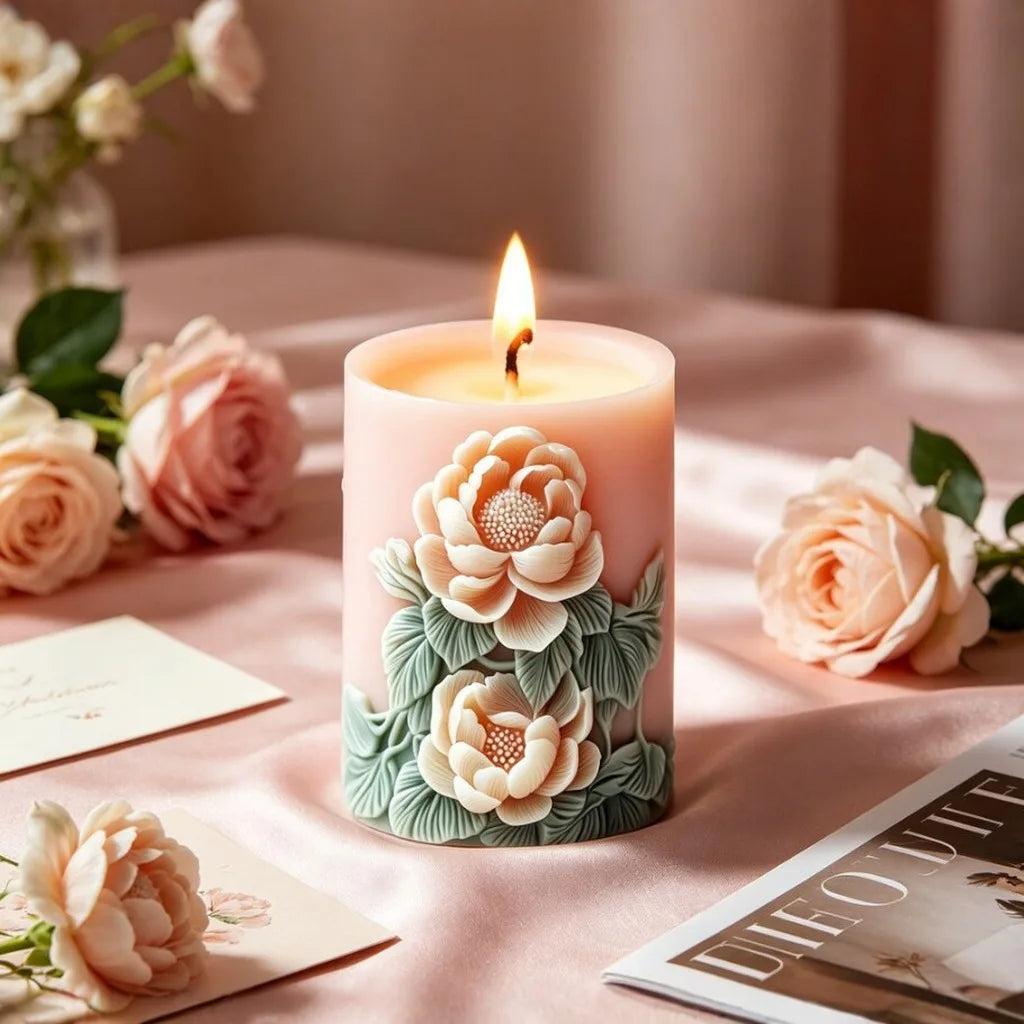 3D Rose Silicone Candle Mold | DIY Floral Aromatherapy Mould