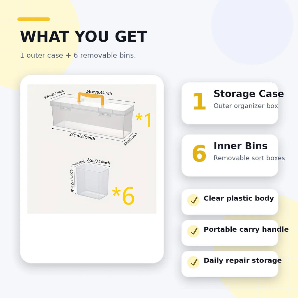 Portable Parts Organizer Box With Handle Clear Plastic Storage Case For Tools Screws Nuts Bolts Hardware Produce Bag Tote Oasis Select
