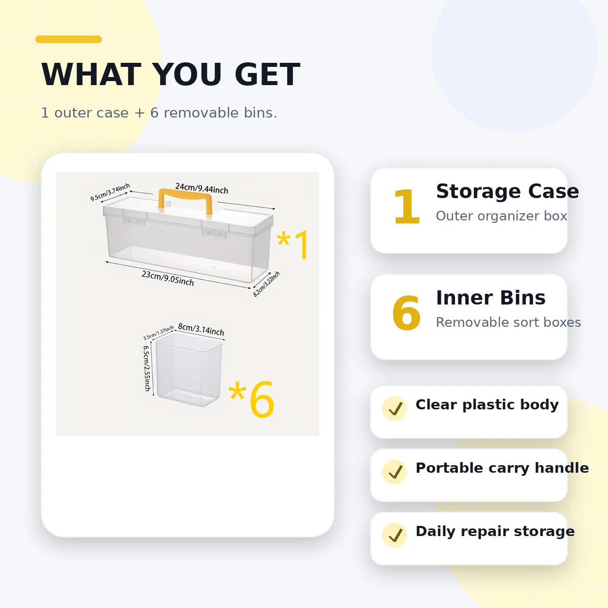 Portable Parts Organizer Box With Handle Clear Plastic Storage Case For Tools Screws Nuts Bolts Hardware Produce Bag Tote Oasis Select
