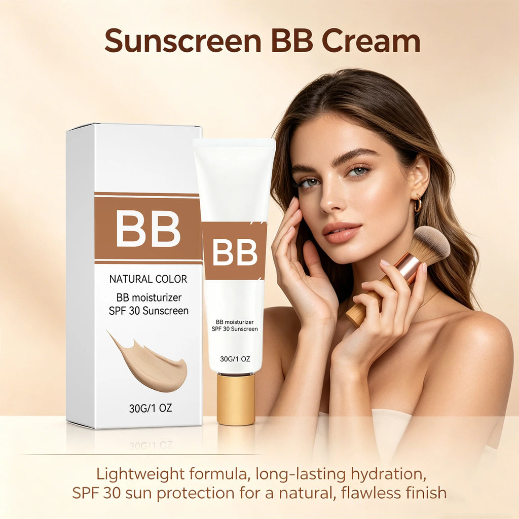 Sunscreen BB Cream Cover Face Fine Lines Prevent Sun Burn Brightening Skin Concealer Liquid Foundation Makeup Kit SPF 30 PA +++ Oasis Select