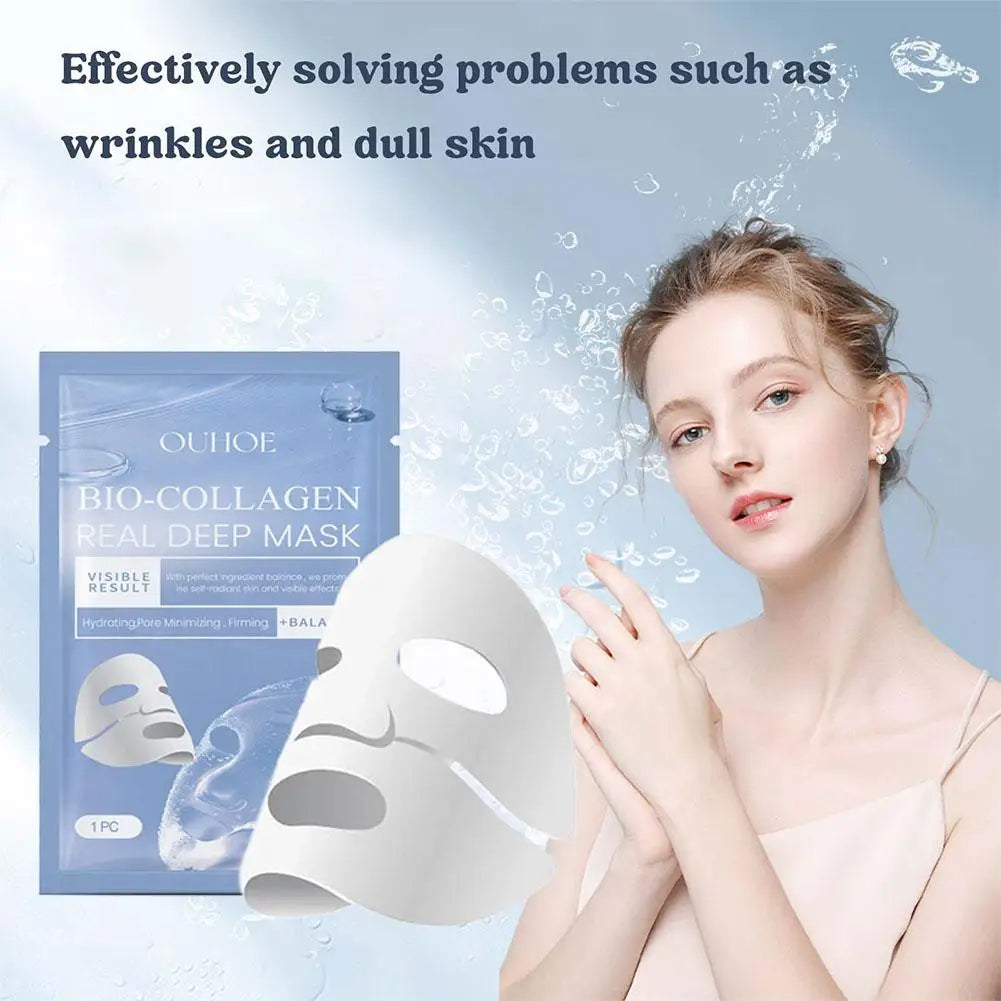1PC Moisturizing Collagen Mask, Bio-Collagen Deep Rejuvenating Mask, Brightening Skin Collagen Films Peel Off Full Face Mask Oasis Select
