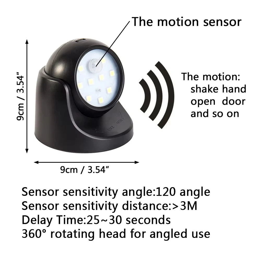 360° Motion Sensor LED Wall Night Light | Battery-Powered