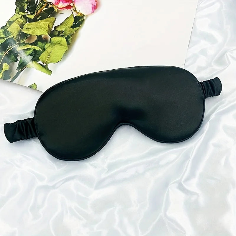 Double-Sided Imitation Silk Sleep Eye Mask, Blackout Eye Mask, Elastic Strap, Travel Nap Eye Mask, Eye Protection Oasis Select Black