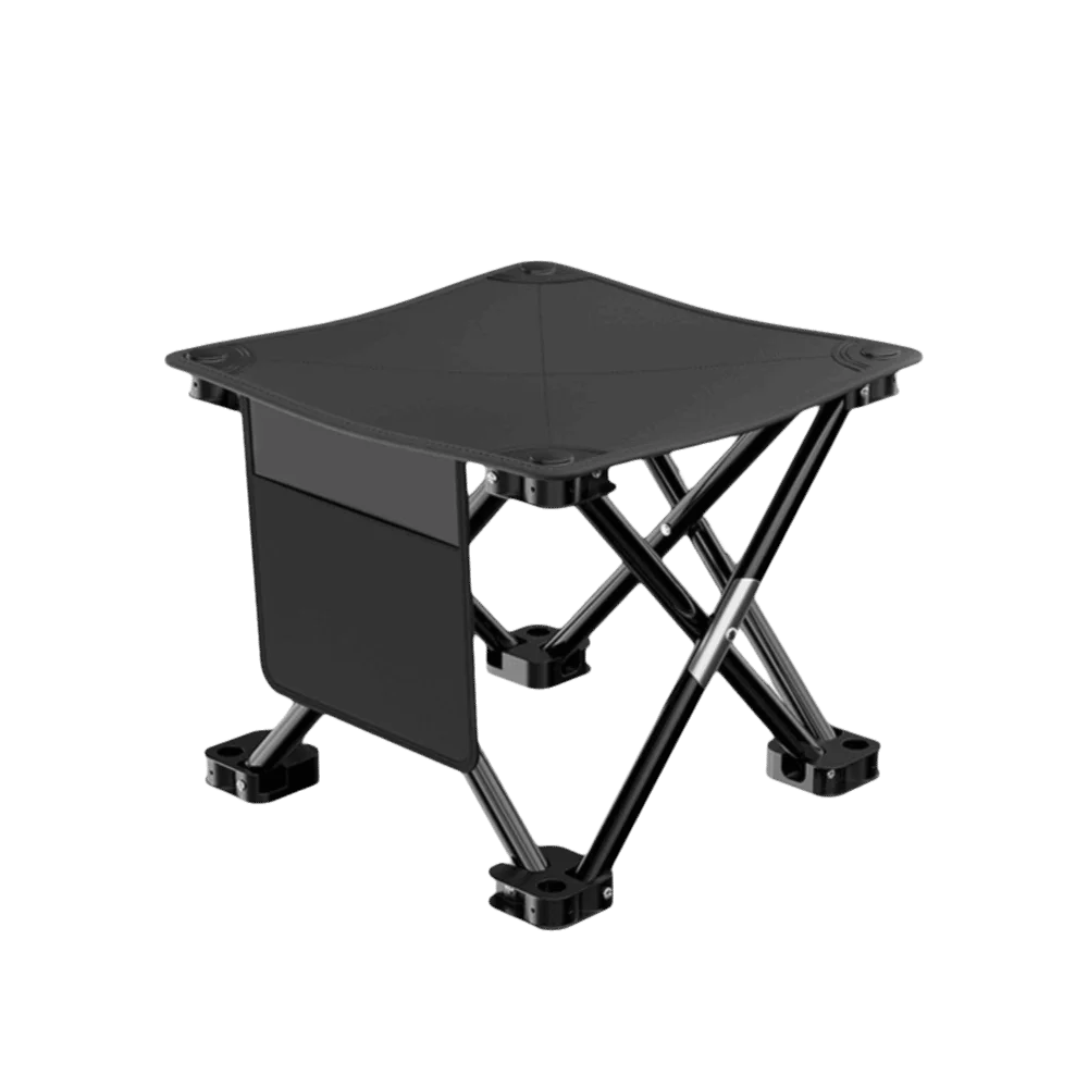 Large Size Folding Camping Stool Ultralight Side Pocket Portable Stool High Load Bearing with Carrying Bag Camping Seat Picnic Oasis Select Black
