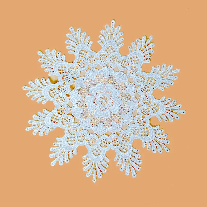 20cm Cotton Crochet Table Placemat French Embroidered Lace Coaster Cloth Coffee Mug Dining Mat Pad Wedding Banquet Home Decor Oasis Select Style 2