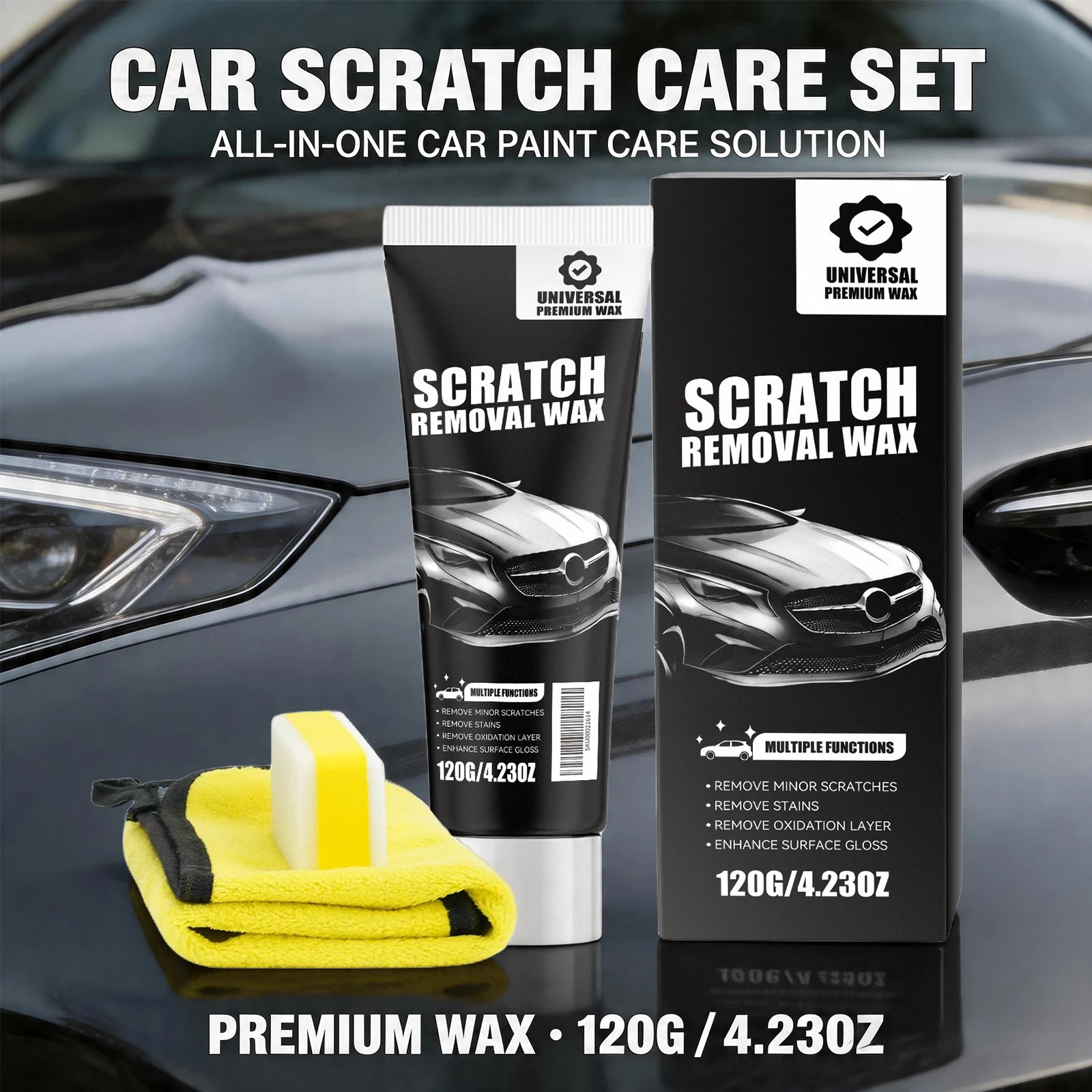 Car Scratch Removal Wax Set Remove Stain Car Scratch Repair Restores Car Paint Shine Automobile Surface Cleaning Care Tool Oasis Select