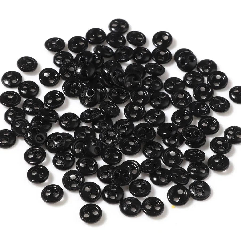 50pcs Mini Round Sewing Buttons 3/4/5mm – 2-Hole DIY Craft Sewing Buttons Oasis Select black-3mm