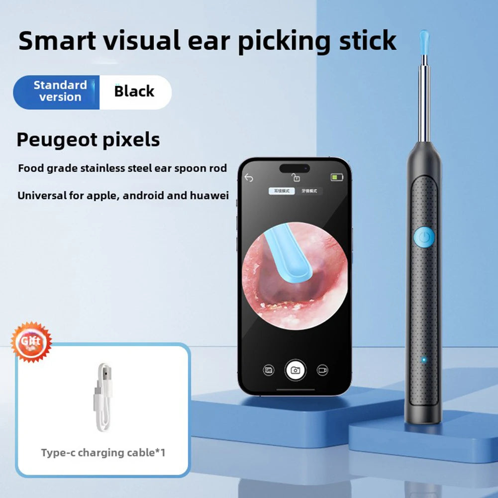 Visual Ear Wax Cleaner with HD Camera – Safe Endoscope Tool Ear Wax Removal Tool Oasis Select Black C United States