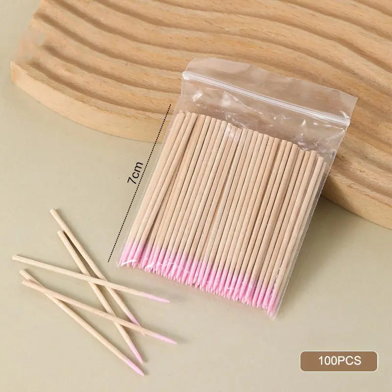 100pcs Micro Wood Cotton Swab Eyelash Extension Tools Tatoo Microblading Cleaning Wooden Sticks Cosmetic Cotton Brush Buds Tip Oasis Select WW-05