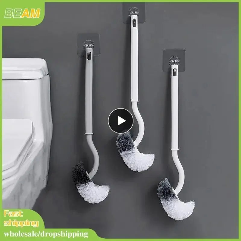 S-Shape Long Handle Toilet Brush – Wall-Mounted Soft Bristles Toilet Brush Oasis Select
