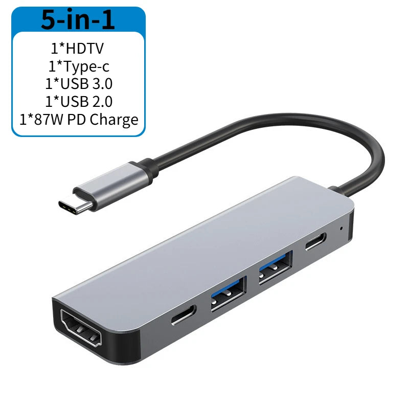 USB 3.0 Type C Adapter Docking Ststion USB 2.0 Port TF SD PD Charging Dock for MacBook iPad Pro Samsung Dex TV Projector Mouse Oasis Select 5-in-1