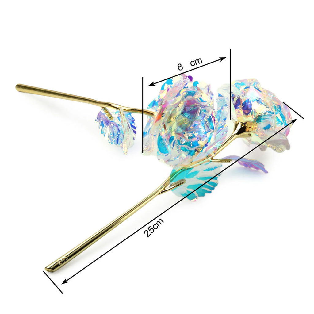 5pcs Colorful Luminous Rose Artificial Led Light Flower Gold Foil Rose Rainbow Simulation Bouquet Without Gift Colgifts For Girl Oasis Select