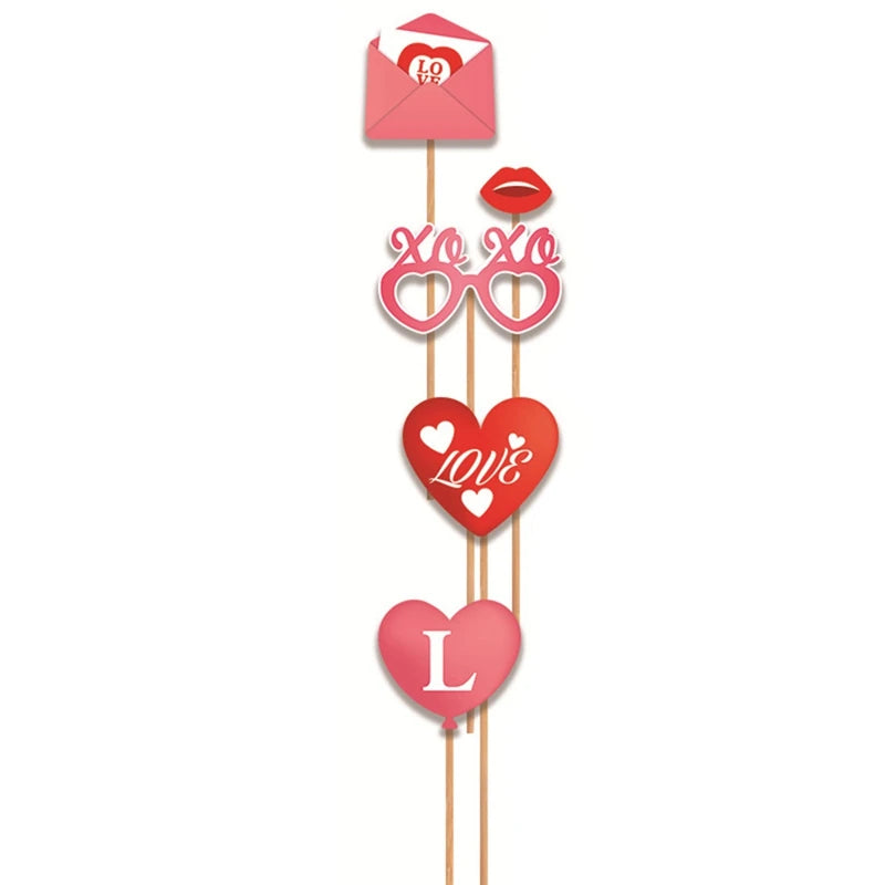 25 Piece Valentine's Day Photo Booth Props Decor Valentines Day Decorations Pink Oasis Select