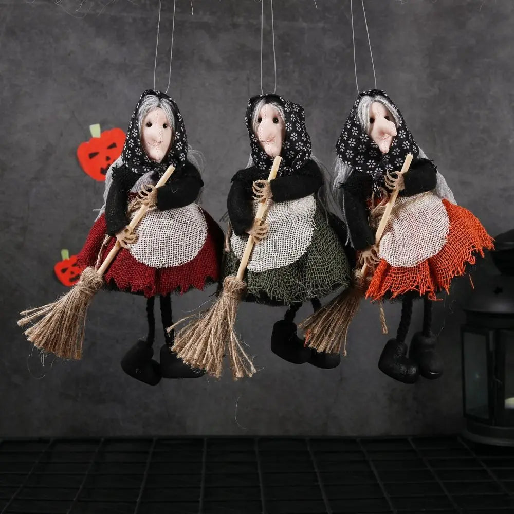 Halloween Witch Apron Ornament | Cute Broom Pendant Decor