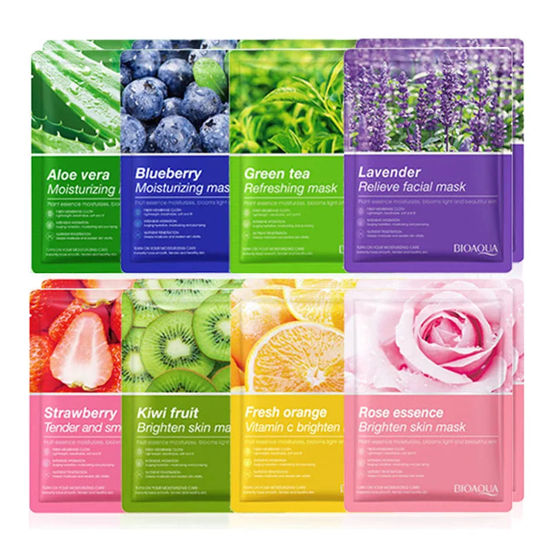 BIOAOUA 8-Pack Natural Plant Face Masks – Moisturizing & Firming Sheet Face Mask Oasis Select Bx2